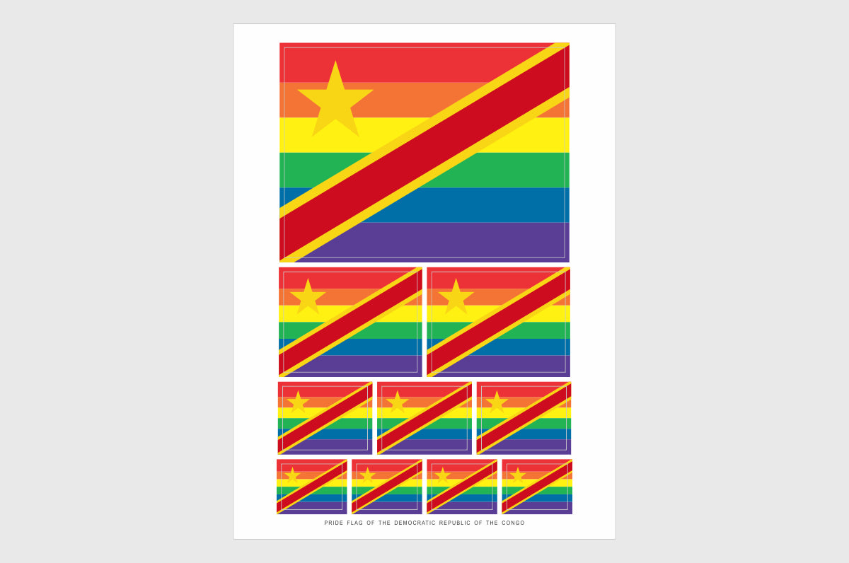 DR Congo LGBTQ Prode Flag Stickers, Democratic Republic of Congo