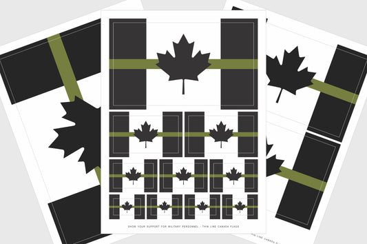 Canada Thin Drab Green Line, Military Flag Stickers