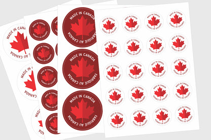 Canada | Made In Canada Stickers | Canadian Stickers With Made In Canada Text.