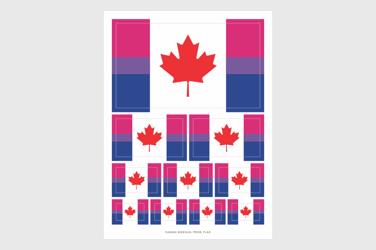 Canada Bisexual Pride Flag Stickers