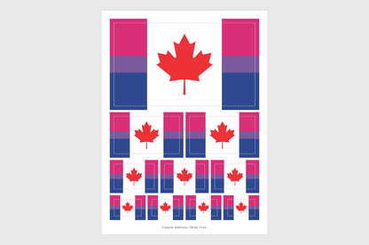 Canada Bisexual Pride Flag Stickers