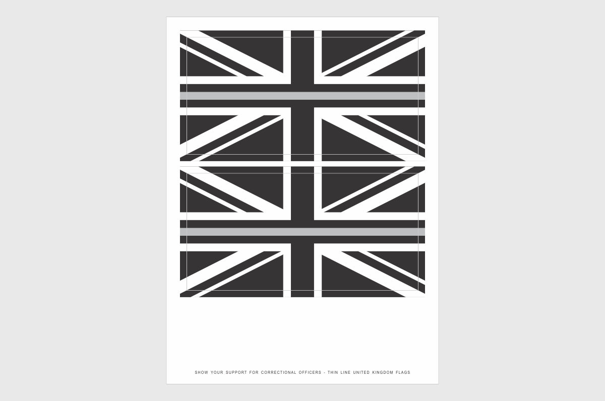 UK Thin Silver Line Flag Stickers