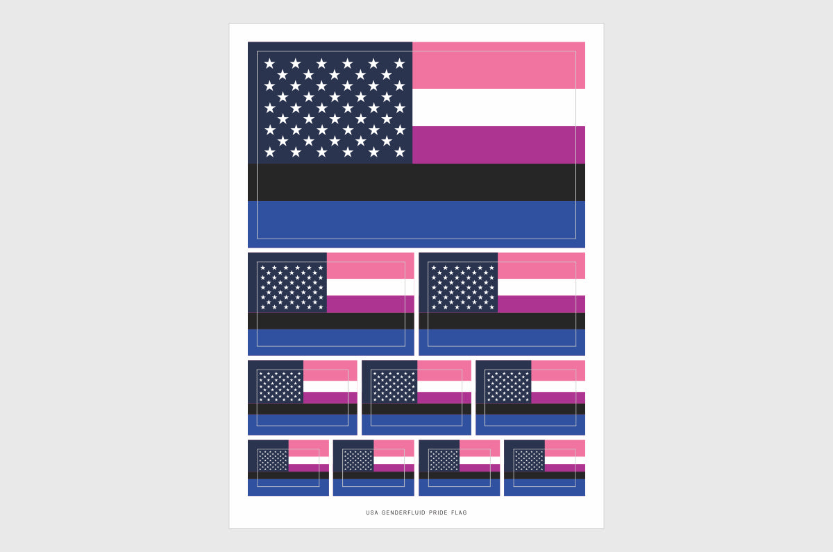 United States, USA Genderfluid Pride Flag Stickers