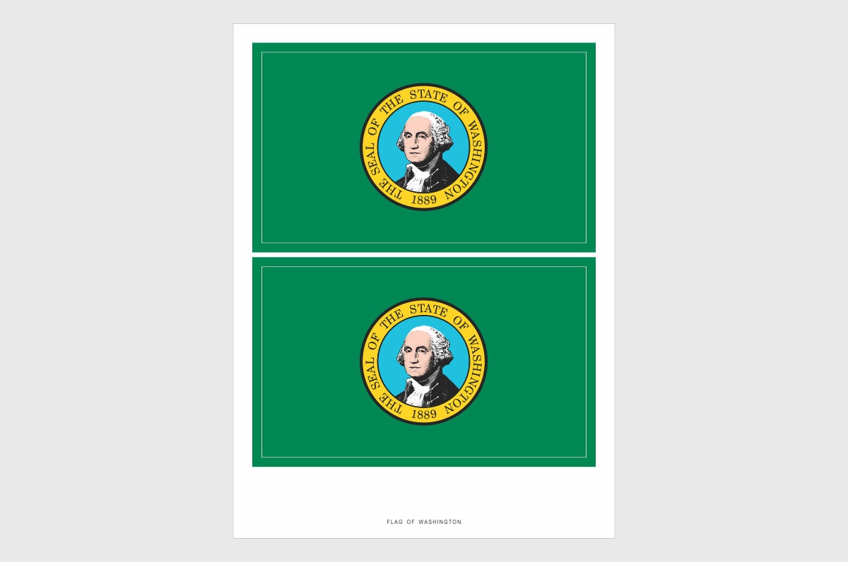 Washington Flag Sticker, Weatherproof Vinyl Washington Flag Stickers